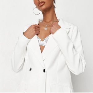 Missguided Tailored Longline Blazer - white